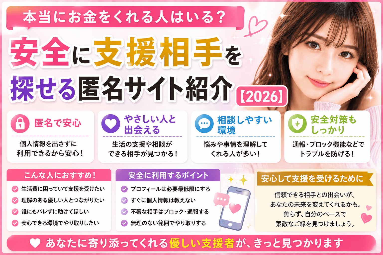 本当にお金をくれる人はいる？安全に支援相手を探せる匿名サイト紹介【2026】